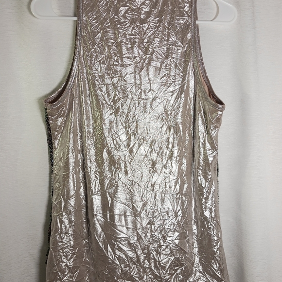 Womens Sequin Front Camouflage Tank Top Shirt Metallic Gold Back Size Large - Picture 7 of 11